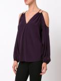cold-shoulder V-neck blouse