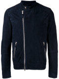 slim fitting biker jacket with silver tone hardware