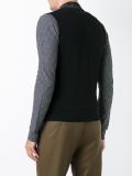 contrast neck cardigan vest