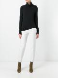 scalloped turtleneck top