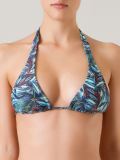 foliage print triangle bikini top