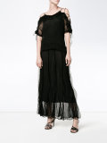 pleated cold-shoulder dress