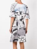 balloon sleeve print dress