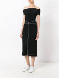 zipped front midi skirt