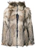 fur hooded reversible jacket