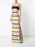 striped strapless gown