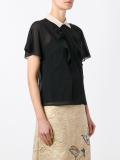 contrast collar sheer blouse