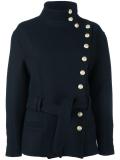 off-centre fastening belted jacket