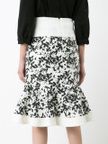 floral jacquard trumpet skirt
