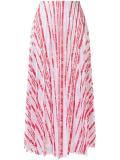 striped lace pleated skirt
