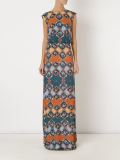 abstract print crew neck gown