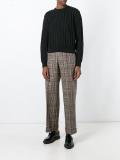 tartan check wide leg trousers