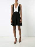 plunging V-neck flared dress