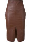 stretch leather pocket skirt
