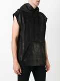 sleeveless leather hoodie