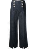 high waist wide leg button trousers