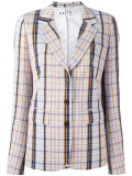 notched lapel check blazer