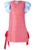 ruffle sleeve checked dress