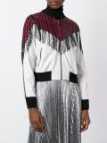 fringed stripe bomber jacket