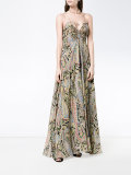 sleeveless paisley print gown 