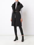 fur collar belted cape