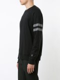 distressed sleeve stripe sweatshirt