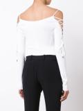 lace-up detailing boatneck bodysuit