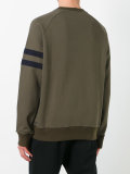 distressed sleeve stripe sweatshirt