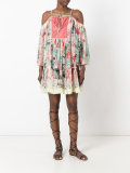 cold-shoulder floral print dress