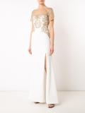 gold-tone embroidery long dress