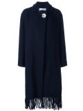 fringed wrap button coat