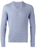 textured V-neck sweater 