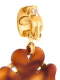 CC logo heart clover clip-on earrings