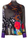 mix print roll neck jumper