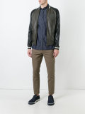 contrast zip up bomber jacket