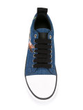 bird patches denim sneakers