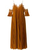 pleated off shoulder dress