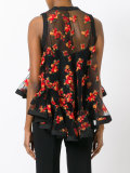 flowers embroidery sheer blouse