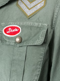 embroidered patch belted jacket