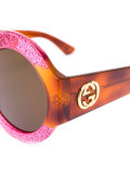glitter tortoiseshell round sunglasses