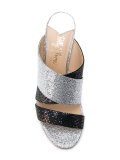 metallic chunky heel sandals 