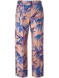 leaves print cropped trousers