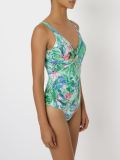 foliage print open back swimsuit