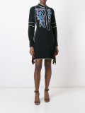 embroidered neck tie dress