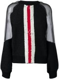 sequinned stripe sheer blouse