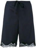 lace trim pinstriped shorts
