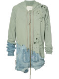 denim merged zip hoodie