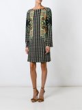 checked paisley print shift dress