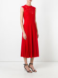 heavy lace pleated midi dress