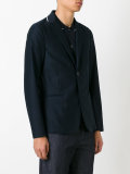 ribbed knit-trimmed twill blazer
